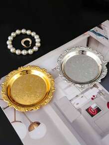 1/2pcs, Round Storage Tray, Multi-Function Jewelry Display Tray, Necklace Tray, Jewelry Rack, Dessert Tray, Fruit Tray, Ring Tray, Storage Rack, Home Decoration, Perfume, Candles, Festival Party, Wedding Gifts Suitable For Weddings, Valentine'S Day, Storing Jewelry And Jewelry In The Living Room, Dressing Table, Study, And Dressing Room.