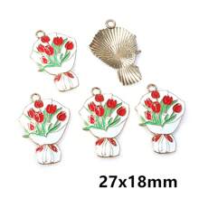 10 buc 27x18mm email flori buchet farmece pandantiv pentru coliere cercei bijuterii DIY fabricarea accesorii descoperiri