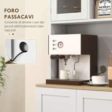 HOMCOM Credenza Cucina Alta con Armadietto, Piano Portamicroonde, 8 Ripiani su Ante, Mobile Dispensa Stretto con Ante in Vetro e Mensole Regolabili, per Soggiorno, Sala da Pranzo, 60x35x169 cm, Bianco