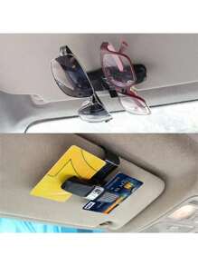 1pc/2pcs Car Sun Visor Sunglasses Clip, Carbon Fiber Sunglasses Holder Clip, Car Accessory Ticket Card Clip Hook