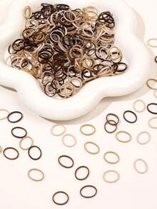 1 Box Of 300pcs Coffee Color Disposable Small Hair Ties For Women, Portable Elastic Hair Accessories For Spring & Summer - Multicolor - View 2