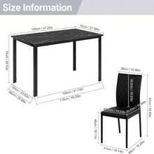 Dining Table And Chairs Set Of 4, Modern Dining Table Set Kitchen Furniture, Marble Effect Dining Table With 4 PU Leather Dining Chairs, 120CM Dining Room Set For Home Kitchen (Black Table & Chair) - Black Chair + Black Table - View 3