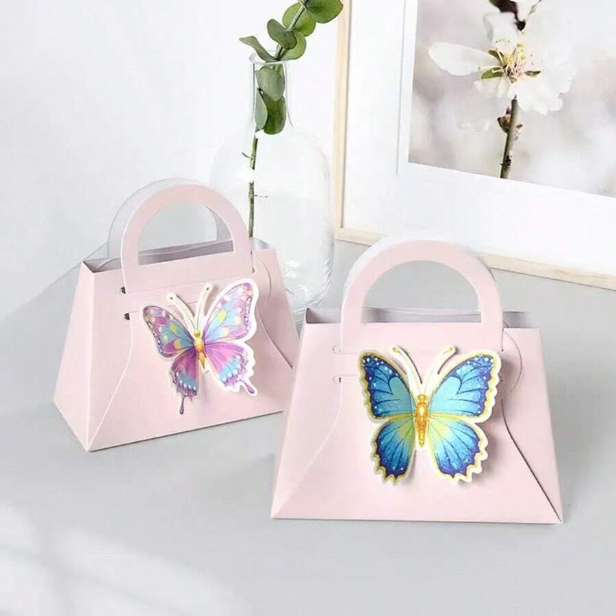 10/20/30 piezas Caja de empaquetado plegable de mariposa tridimensional DIY, caja de compañía de estilo ins, caja de regalo para bodas y fiestas, caja de empaquetado de regalo - caja de regalo - Ver 1