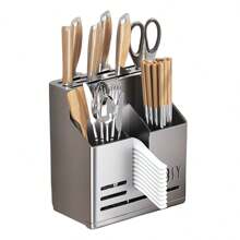 Kitchen Knife Block Utensil Holder Modern Utensil Hanger Organizer With Detachable Tray For Home