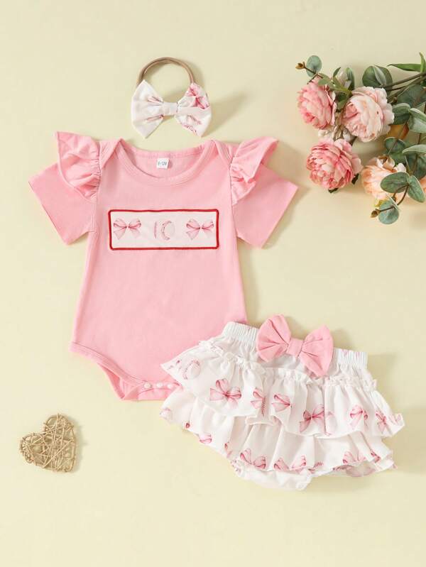 Summer Popular Baby Girl Outfit Set, Tutu Skirt Party Dress With Bow, Suitable For Infant, Newborn Romper