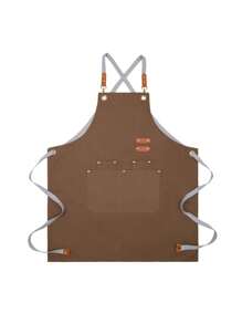 1pc Coffee Shop Work Apron, Stain Resistant Paint Spray Apron With Adjustable Straps And Large Pockets, Chef Apron - Cross Back Apron For Men And Women For Garden, Kitchen, Housework, Kitchen, Bathroom, Household Supplies, Etc.