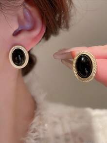 2 件奢华几何椭圆形吊坠耳环