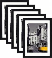 Juego de 5 marcos de fotos de 12x16, montaje de pared de galería para fotos de 8.5x11 con marco o 12x16 sin marco, decoración de pared de collage de marcos de fotos para montar en la pared - Negro - Ver 1