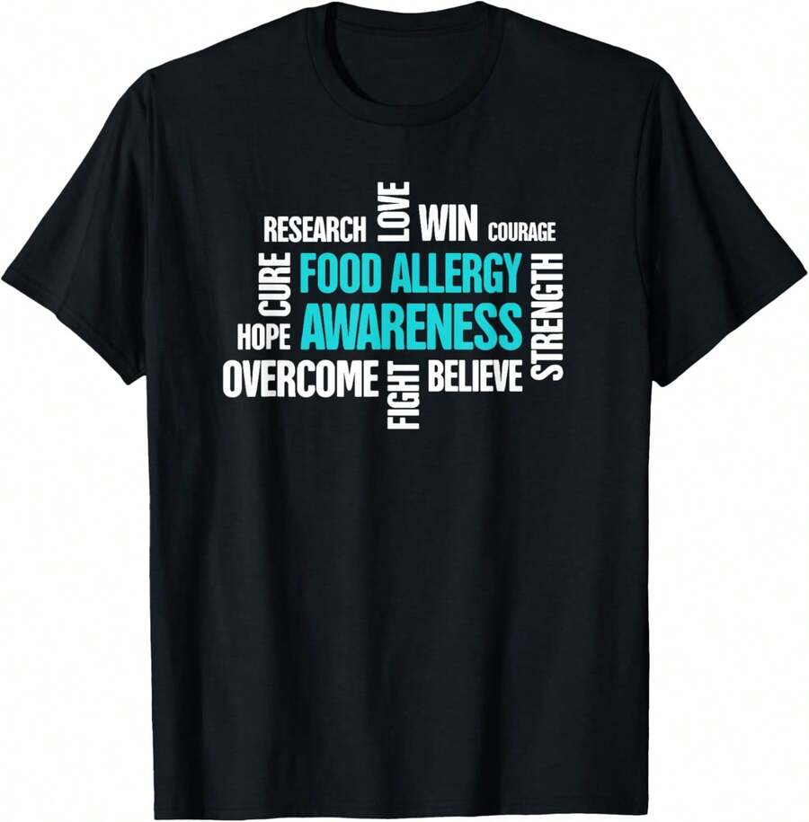 1 Pack Men's T-Shirt de concienciación sobre alergias alimentarias y reacciones alérgicas Camiseta de hombre - Negro - Ver 1