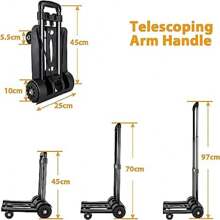 Folding Hand Trucks 75kg Adjustable Heavy Duty Folding Lightweight Sack Barrows Noiseless Industrial-Warehouse Hand Trolley For Lifting Luggage Personal Travel Auto Moving And Office
