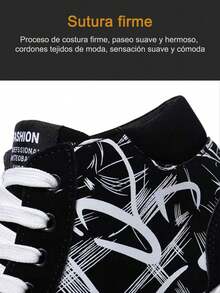 Los hombres de la moda personalizada vamp patrón de punta redonda de encaje hasta zapatos de lona de alta parte superior, tenis para hombre, pisos transpirables casuales y confortables, botas altas de los hombres, adecuados para el otoño y el invierno de excursión, viajes, desplazamientos diarios, danza de la calle, citas, caminar, ir de compras y el uso diario. - azul oscuro - Ver 9