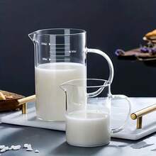 High Quality Heat-Resistant Graduated Glass Measuring Cup With Lid, Milliliter Capacity, Suitable For Heating Milk And Baking, Borosilicate Transparent - Transparent - View 12