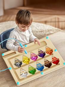 1PC Wooden Maze Puzzle Toy – Fun Color Sorting & Counting Educational Game For Kids Ages 3+, Ideal For Christmas, Birthday & Holiday Party Gifts