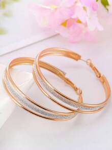 1 Pair Simple & Stylish Matte Layered Earrings For Girls - Gold - View 1
