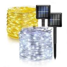 1pc Solar Powered Copper Wire Outdoor Holiday Lights Fairy Garden Decor, Waterproof Halloween Christmas Thanksgiving Gift