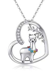 1 pieza Collar con dije en forma de corazón de alpaca linda, crystal falso, apto para uso diario y regalo de cumpleaños