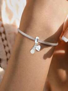 1Pc 925 Sterling Silver Fashionable Love You Mom Infinity Heart Charm Bead Fit For Women Bracelets Bangles DIY Jewelry Making