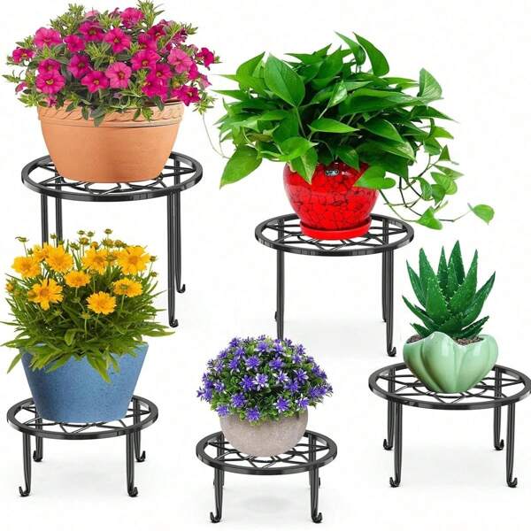 1pc Black Plant Circular Stand For Indoor And Outdoor Heavy Potted Plants And Flower Pot