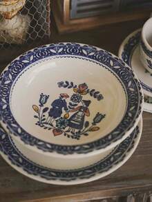 1 件英国童话印花陶瓷杯碟套装、青花瓷茶碟、咖啡/拿铁艺术杯碟礼物 - 彩色 - 查看 8