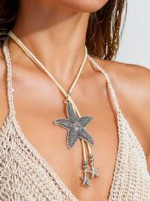 New Starfish Symbol Beach Necklace For Women, Minimalist Retro Boho Style Necklace