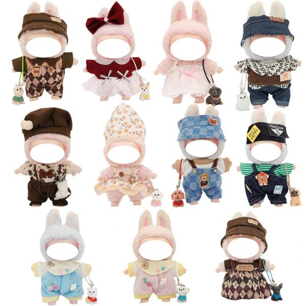 Labub Bekleidungsoutfit (ohne Puppe) geeignet für 17cm Puppenkleidung/Kleid Accessoires, Labbu Kleidung, Puppenanzubehör. Einzigartiges Brustwappen