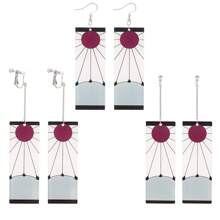 1 par de aretes personalizados con el estilo de Kamado Tanjirou del anime, con el diseño del borde de la espada asesina de fantasmas, para uso diario