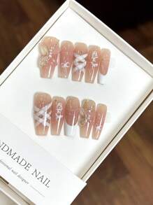 10PCS Handmade Wearable Nail Art Press-On Nails, Water Droplet High Heels Cat Eye Nail Shape Press-On, Charming Press-On Nails, Short Press-On Nails, Minimalist Design Nails, Full Coverage Fake Nails, Y2K Nails, Unique Creative Fake Nails, Promotional Daily Nails, Reusable Daily Nails For Women And To Use At Parties And Dinners, Reusable