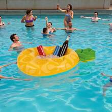 1 pieza Posavasos inflable, Soporte inflable para bebidas con diseño de piña, Hecho de material de PVC, Para fiestas de piscina en verano, Piscina, Cubo de hielo inflable - Multicolor - Ver 6