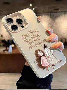 1 pieza Funda de teléfono a prueba de golpes, a prueba de agua y resistente a los arañazos con gráfico de niña inglesa de Dios en blanco, compatible con Apple 16, 15, 14, 13, 12, 11 Pro Max - Multicolor - Ver 3