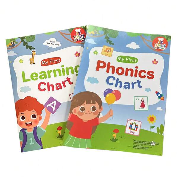 Lachilly Phonics Learning Chart Preschool Early Learning Posters Alphabet Numbers1-10 Colors CVC Vocabulary English Words A4 Posters Montessori Educational Toys