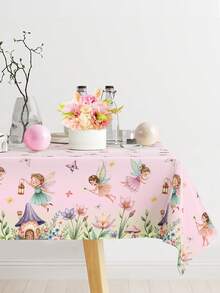 1 pièce Nappe de table de fête de jardin de fées enchantées, nappe de table jetable thème fée fleur en PVC, décoration de fête d'anniversaire, babyshower, mariage, décoration de table de fête à la maison, vacances, décorations de fée fleur, décoration de salle à manger de style ferme, décoration de cuisine