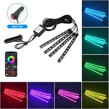 Wisciton Strisce di luci a LED per interni dell'auto, ambiente luci ambientali da 36, 48 o 72 LED, RGB, decorative, con connettore USB e sigaretta, luci per l'ambiente interno dell'auto
