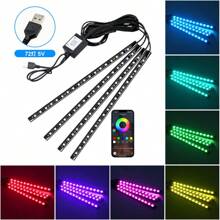 Wisciton Strisce di luci a LED per interni dell'auto, ambiente luci ambientali da 36, 48 o 72 LED, RGB, decorative, con connettore USB e sigaretta, luci per l'ambiente interno dell'auto
