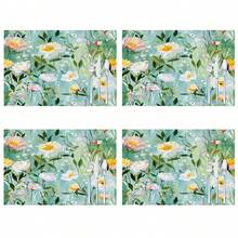 1pc/5pcs/7pcs Floral Art Print Polyester Table Runner With 6pcs Placemats - Polyester, Rectangle, Holiday Table Decor Cloth Runners, Home Decoration, Kitchen Dining Table Decor, Room Decor, Table Runners