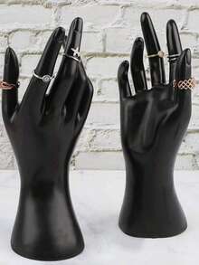 1件套珠宝展示架，珠宝收纳，戒指展示，装饰手模型。珠宝收纳。女士收纳整理器，旅行必备礼物，返校季必备 - 黑色 - 查看 2