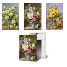 1pc Wall Arts Posters Optional Frame Botanica Europe Classical Retro Flowers Oil Painting Nordic Beautiful Floral Wall Art Poster Canvas Print Hallway Picture Room Home Decor Pop ,Wall Art With Frame