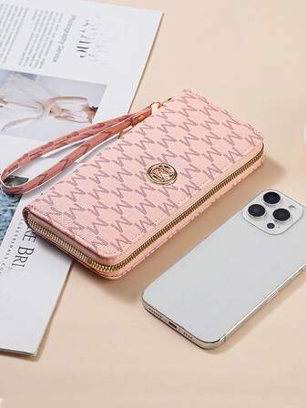 1 pieza Cartera larga con cremallera vintage de mujer con estampado floral, bolso de embrague multifunción de gran capacidad con compartimento para teléfono con cremallera doble para mujer - Cartera mini, cartera, cartera larga, cartera de muñequera