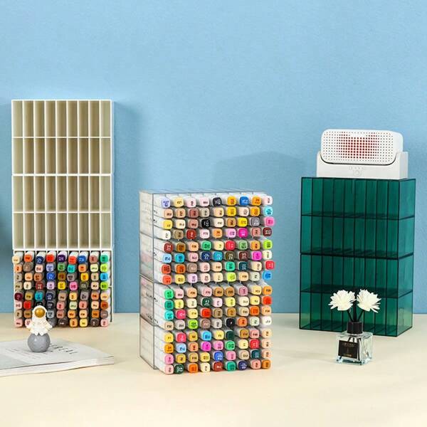 Acrylic Transparent Marker Holder Stationery Storage Box Pen Pencil Desk Marker Organizer Office School Supplies Storage Shelf School Supplies,Back To School