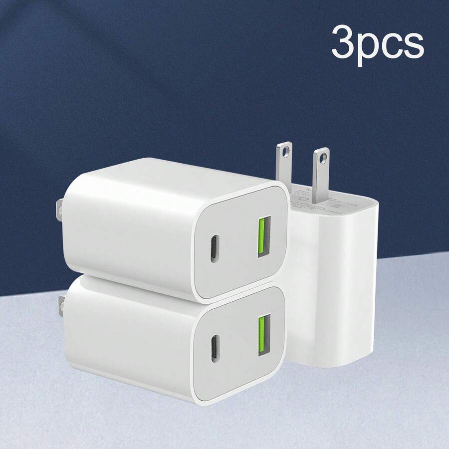 Fast Type C Charging USB C Wall Charger Block Dual Port Power Delivery ...