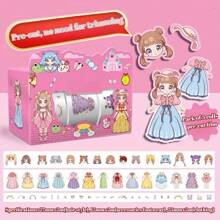 1 Box, 3 Rolls Dress-Up Stickers For Girls, DIY Decor Stickers, Cartoon Character Costume Stickers, Fashion Party,School Supplies,Back To School
