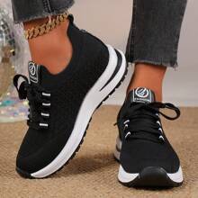 Women's Wedge Sneakers, Spring/Autumn 2025 New Korean Fashion Casual Thick-Soled Breathable Student Running Shoes