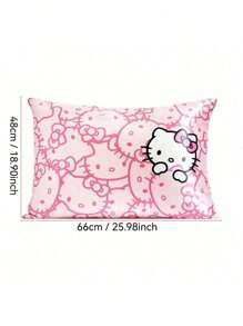 Sanrio 1 Funda de almohada de satén con cierre para el cabello y la piel con diseño de Hello Kitty en color rosa, talla grande suave que la seda, funda de almohada queen, lavable a máquina, sin arrugas, en color rosa con caras de gatitos