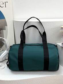 Large Capacity Nylon Letter Decor Gym Bag, Yoga Tote, Short Trip Luggage For Men & Women, School/Travel Use Sport Bag For Sports For Fitness For Exercise Travel Bag For Vacation For Women Travel Essential Yoga Bag - Green - View 10