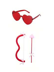4 Peças Conjunto de Presente Ideal para o Dia dos Namorados - Tiara em Formato de Coração, Estojo de Óculos em Formato de Coração, Arco e Flecha do Cupido, Surpresa para Amigos, Perfeito para Baile de Máscara, Festa, Fotografia da Formatura