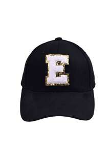 1 Pieza Gorra de béisbol unisex con letra del alfabeto A-Z simple, ajustable, para uso casual al aire libre, sombrero protector solar para niños