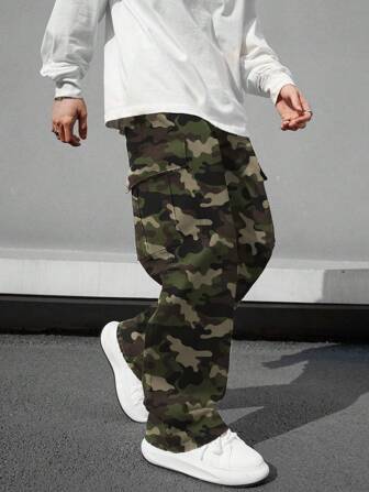 1pc Boys' & Teens' Casual Outdoor High Street Fashion Hip-Hop All-Over Print Camouflage Cargo Pants