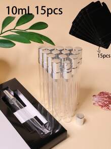 0,34 oz, Confezione da 15 pezzi, Flaconi spray in vetro trasparente con ugello in alluminio, Fornito con una bella confezione regalo, Bottiglie vuote riempibili.