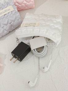 1 Piece Cute Embroidered Pattern Coin Purse Ruffled Lace Edging Decor Lipstick Storage Bag Mini Zippered Cosmetics Bag With Love-Shaped Pendant Soft Foam Quilted Design Handbag For Children Girly Makeup Bag Suitable For Jewelry Organizer, Lip Oil Organizer, Nail Polish Organizer, Lipstick Organizer, Sanitary Towel Organizer Women's Purse Cute Cosmetics Organizer Bag Makeup Pouch - Multicolor - View 7