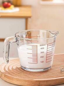 Stylish And Simple Glass Measuring Cup With Scale And Handle, Thickened, Heat-Resistant, Suitable For Baking, Cooking And Kitchen Use - Precise Measurement, Allowing You To Perfectly Grasp The Required Amount And Make Delicious Food. Precise Component Preparation; Measurement Marking; Heat-Resistant Glass