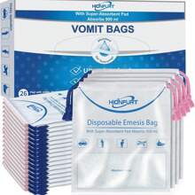 12/26 stuks absorberende braakzakjes voor eenmalig gebruik, braakzakjes - verandert braaksel in gel, lekvrije braakzak, 900 ml draagbare misselijkheidszakjes voor reisziekte, zwangerschap, taxi, auto